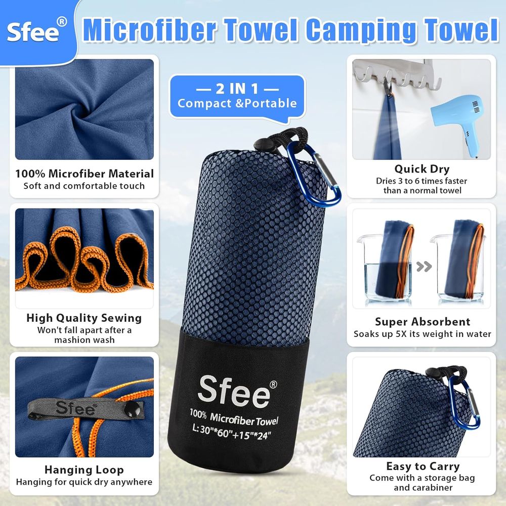 Compact Large Absorbent Travel - Beach Towel Large recension och pris