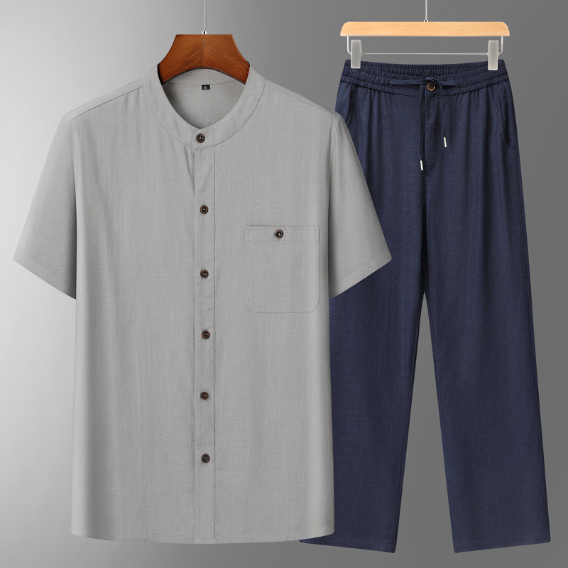 Men's Cotton Linen Tang Suit S - Short Linen Drawstring recension och pris