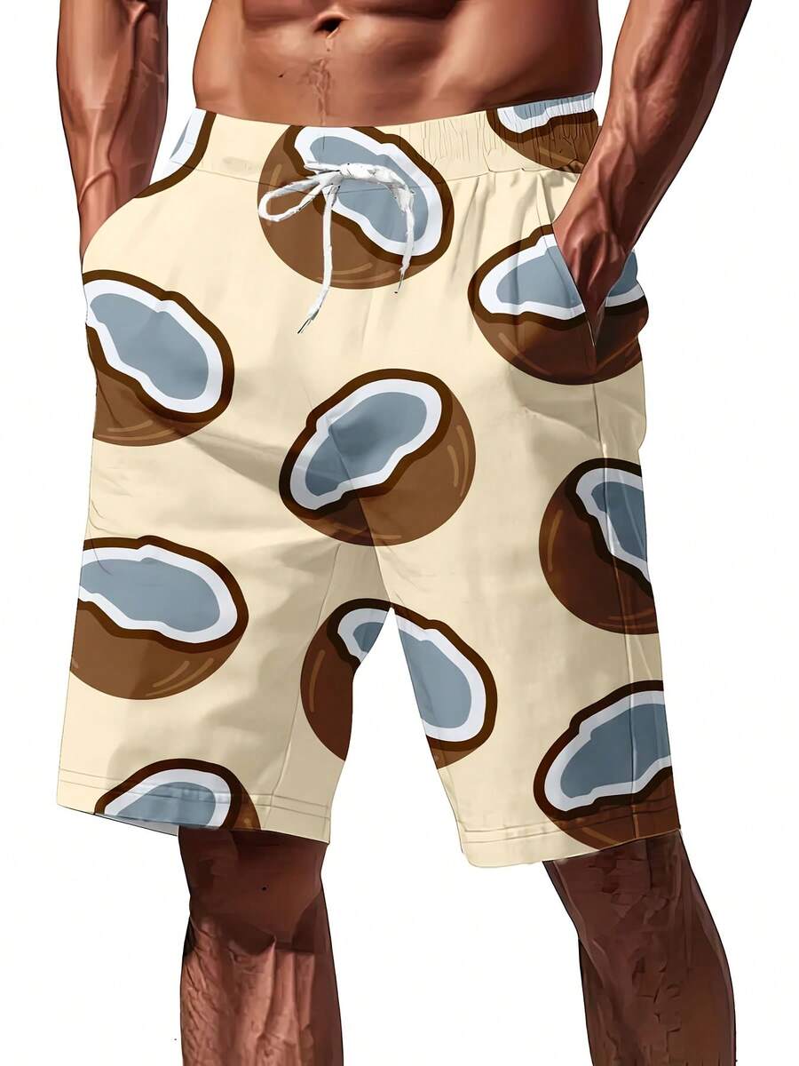 Mens Coconut Print Swim Trunks - Swim Trunk Quick Dry recension och pris