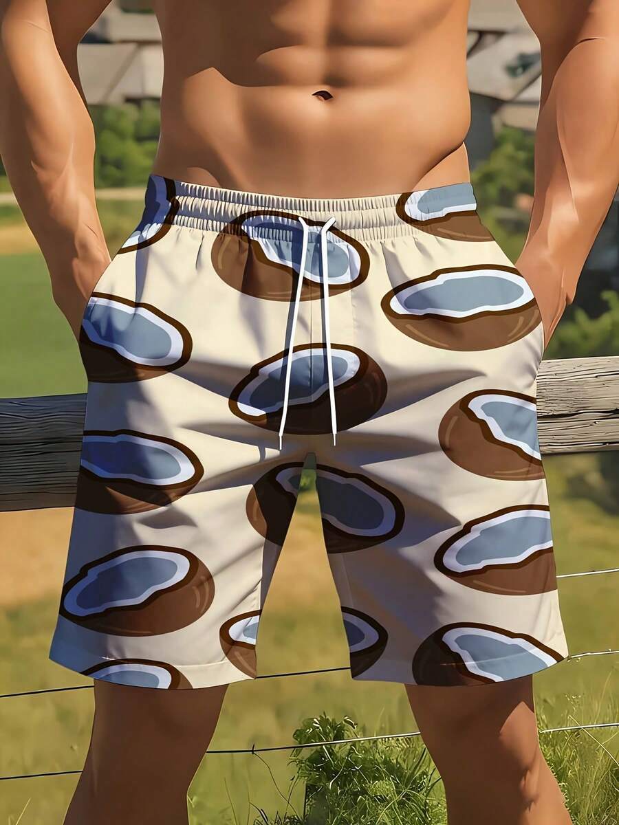 Mens Coconut Print Swim Trunks - Swim Trunk Quick Dry recension och pris