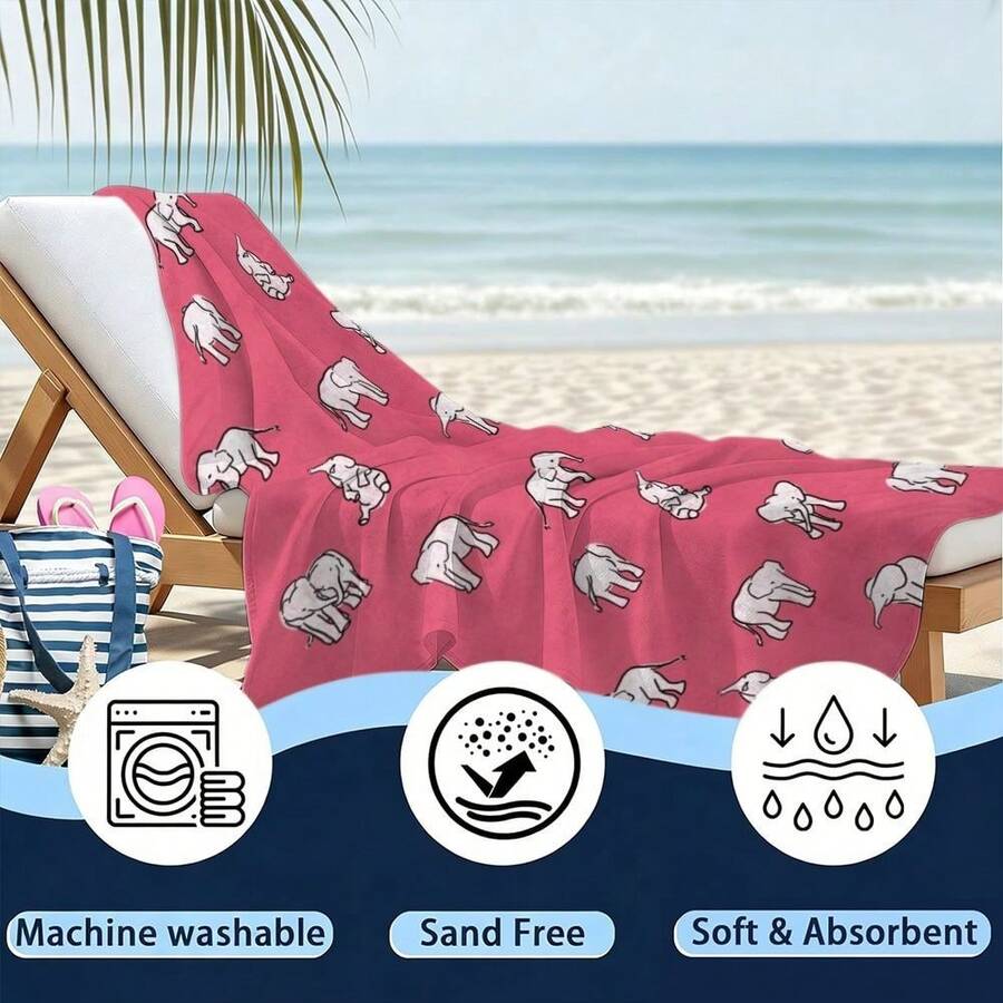 Elephant Pattern, Pink Backgro - Beach Towel Large recension och pris