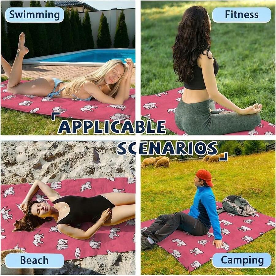 Elephant Pattern, Pink Backgro - Beach Towel Large recension och pris