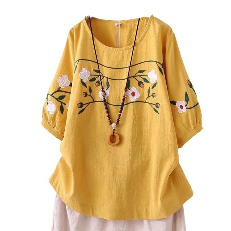 Plus-size Women's Spring and S - Linen Shirt Breathable recension och pris